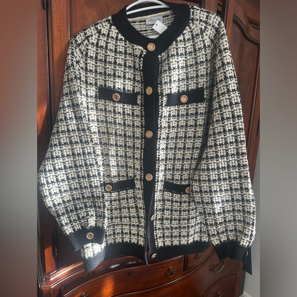 Black and White Women's Tweed Jacket